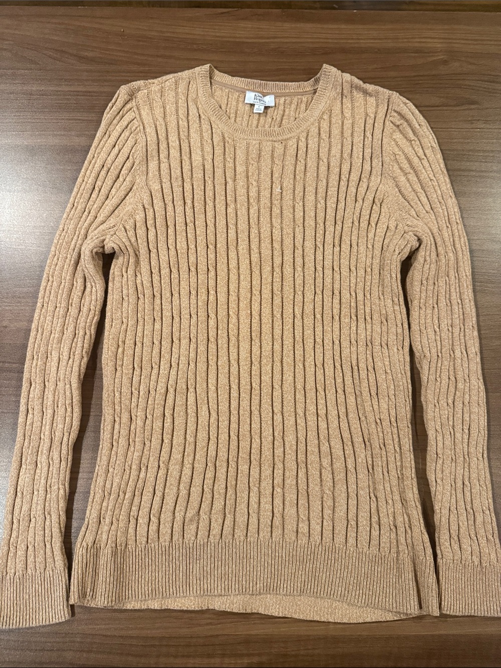 Kim Rogers Camel Ribbed Crewneck Sweater